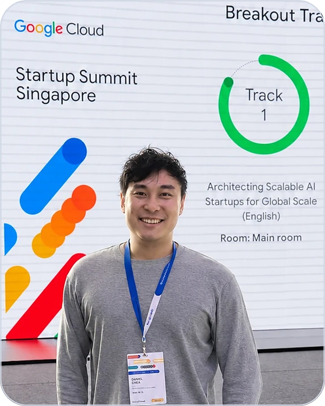 Daniel Chua at the Google Cloud Startup Summit in Singapore